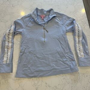 Lilly Pulitzer periwinkle blue slipcover popover with lace sleeves size small